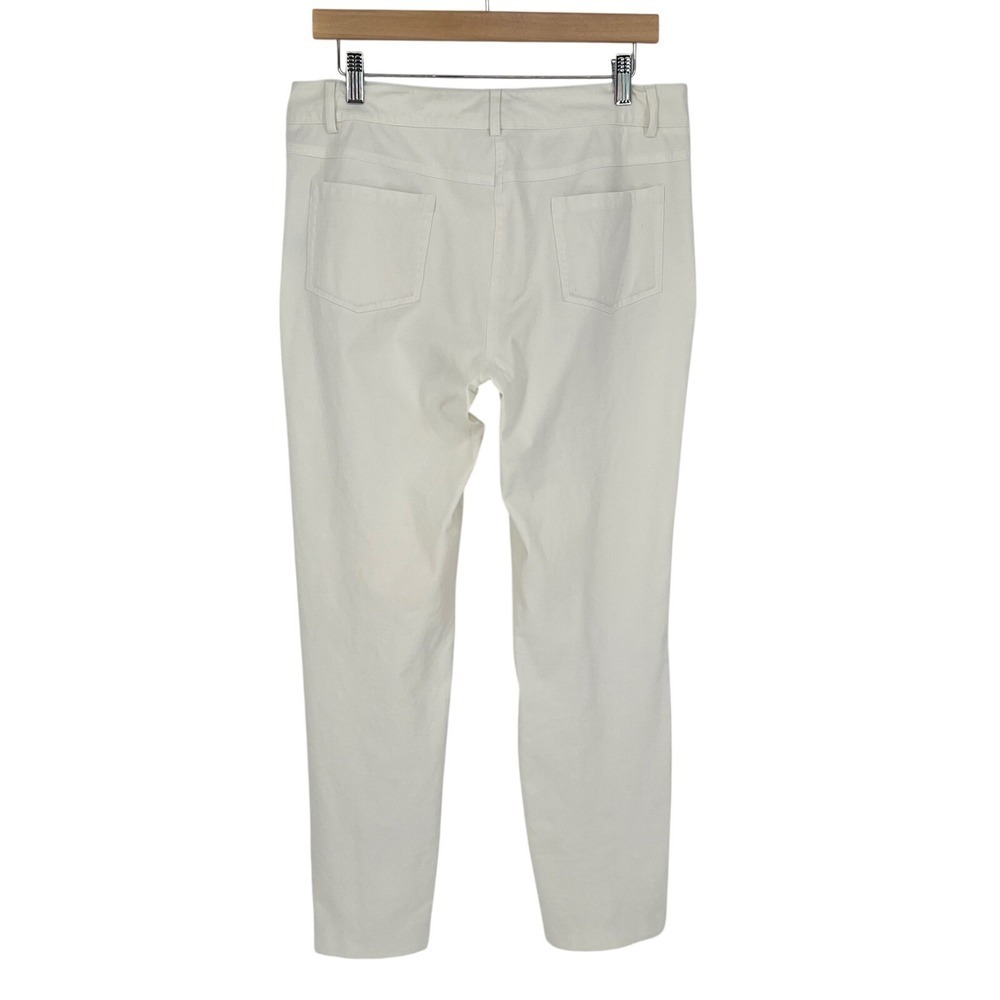 J. McLaughlin Womens Straight Leg Cotton Pants Size 10 Off White Casual Preppy - Picture 2 of 9
